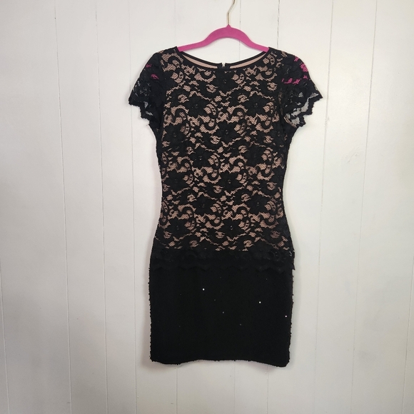 Joseph Ribkoff Dress Style 143447 Black Stretch Sequin Lace Dressy Size 8 - Picture 2 of 13